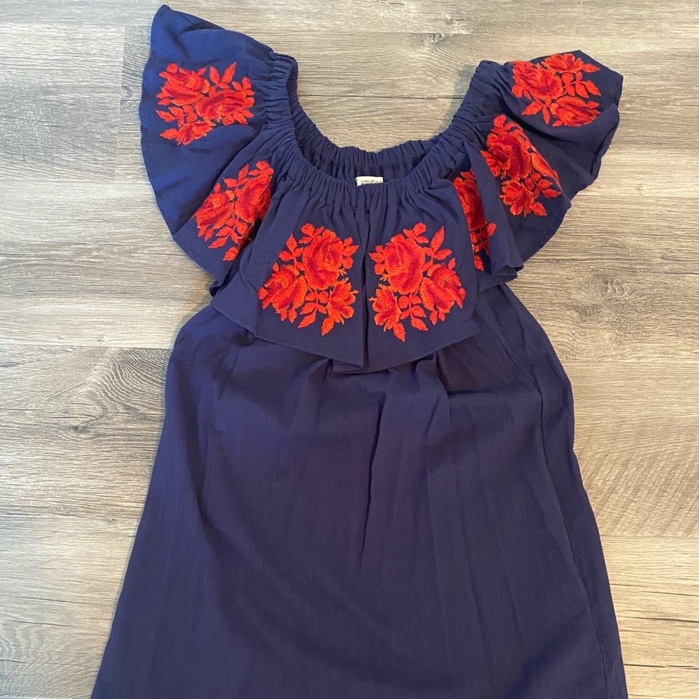 Umgee Navy Dress with Floral Design
